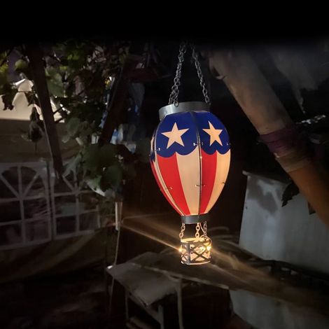 LED-Solar-Gartenlampe mit Heißluftballon, zum Aufhängen, als Nachtlicht, für Heim- und Gartenpartydekorationen (1/5)