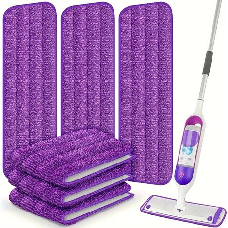 Paquete de 3 mopas de microfibra reutilizables, lavables a máquina, de alta absorción para limpieza multisuperficie. (1/5)