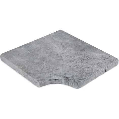 Angle Rentrant pour margelles Travertin 1er choix - 45,5x45,5x5 cm - Bord rond - Gris Silver