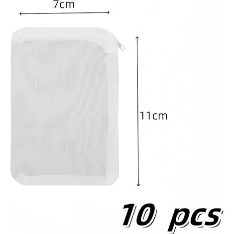 Fish Tank Mesh Filter Bags Nylon Filter Bags with Plastic Zipper for Resins Activated Carbon Filter White (1/4)