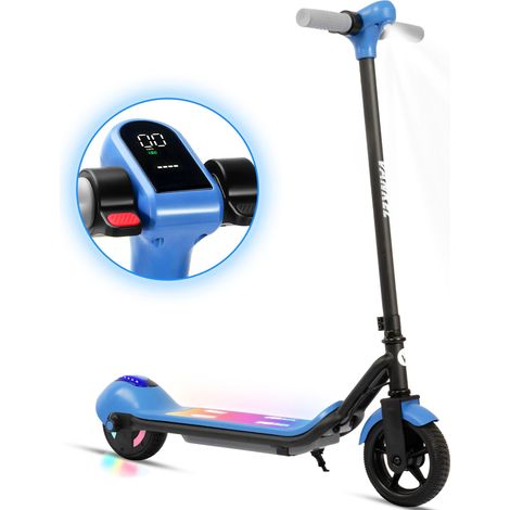 Trottinette électrique enfant City 14 km, pour chambre enfant, frein à main Bluetooth lumières colorées dès 6 ans-Da, format pratique