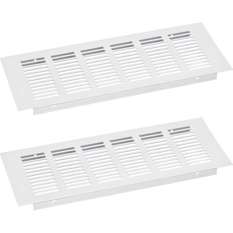 Grille de Couverture de Bouches d'Aération, 2 Pièces 250 x 100 mm en Alliage d'Aluminium, Grille de Ventilation Rectangulaire à Persiennes (Argent) (1/5)