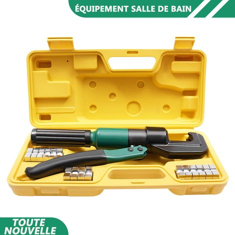WAOBDLA Presse hydraulique manuelle d'outil de serrage hydraulique 60KN avec 8x Dies 4/6/10/16/25/35/50/70mm² (1/5)