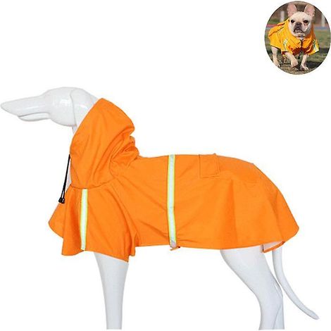Poncho imperméable à capuche réfléchissant et imperméable pour grand chien, orange - Taille L (1/5)