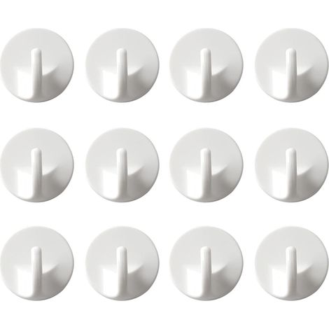 12 ganchos adhesivos pequeños de plástico blanco, no requieren perforación, para baño u oficina.