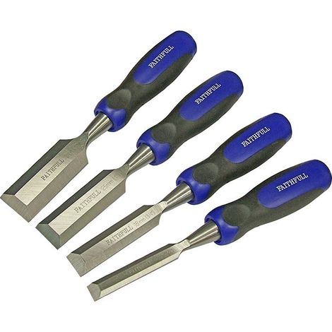 Faithfull Bevel Edge Butt Chisel Set of 4 (12mm, 18mm, 25mm, 32mm) for Woodworking and Carpentry (1/3)