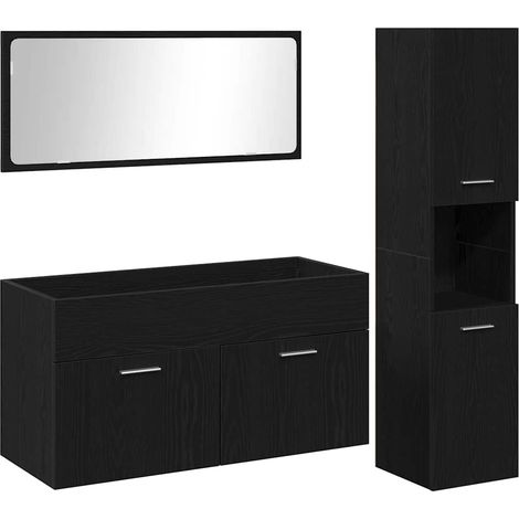 Maison Exclusive - Badezimmermöbel-Set 3 pcs Schwarz Eichen-Optik