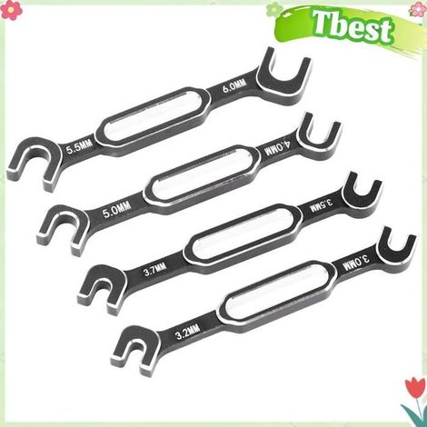 Tbest Clé de voiture RC Clés de voiture RC 3.0 à 6.0mm, 4 pièces, dissolvant de rotule d'écrou de tendeur, clé jouets piece Noire (1/5)