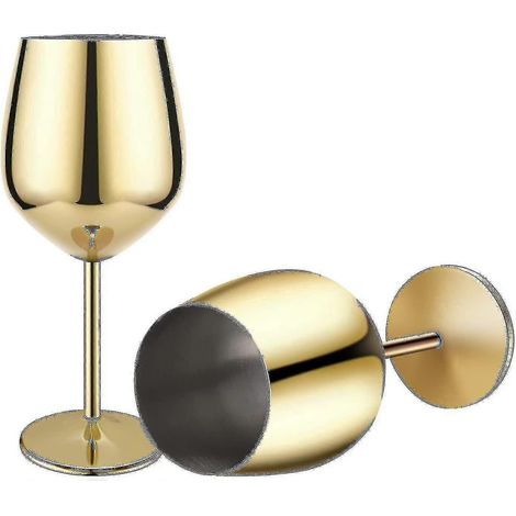 Verre à vin finition dorée, 2 verres à cocktail en acier inoxydable (1/5)