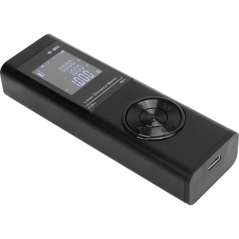 Télémètre Laser 80m Rechargeable Mini Portable Poche Mesure Outil avec Écran Rétroéclairé Noir (1/5)