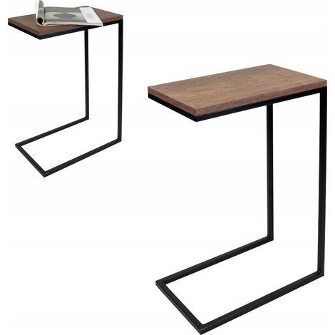 Laptop-Beistelltisch, schwarz, dunkles Holz, Ovin, 25x40x60 (1/5)
