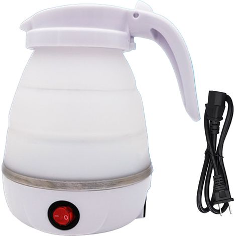 Bouilloire électrique pliable pour éviter les brûlures à sec, pot d'eau pliable en silicone portable pour voyage, bureau, prise américaine blanche 110 V (400 W) (1/5)
