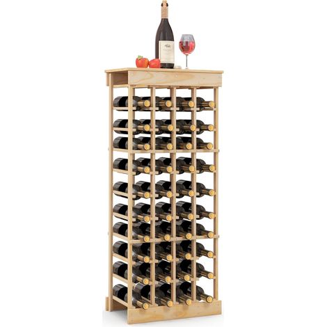 Costway – Étagère à vin modulable 40 bouteilles en pin massif – Dimensions 46,5 x 27,5 x 113 cm – Montage rapide avec instructions claires (1/5)