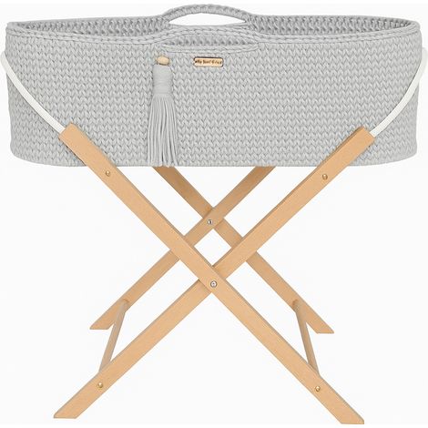Moisés BOHO hecho a mano con soporte - Gris claro