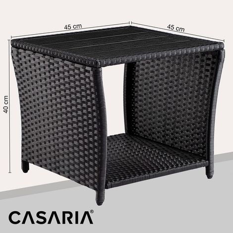 Mesa auxiliar de jardín de polirratán, negra, 45 x 45 x 40 cm, tablero de WPC (1/5)