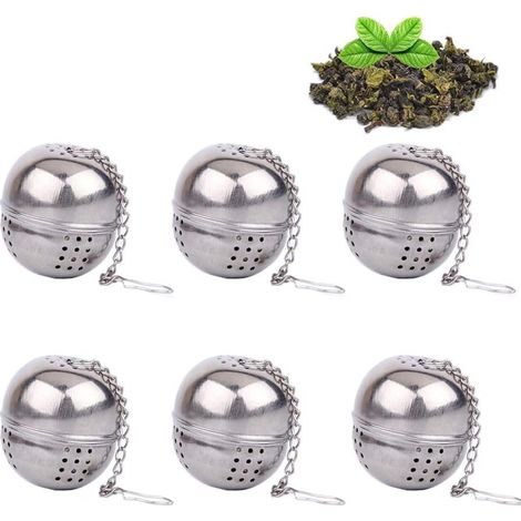 Acier Inoxydable Passoire à thé, Boule, Petite Boule à thé, Filtre à thé, Filtre à épices en Vrac Passoire – Chane Style (Lot de 6) (argenté), (1/4)