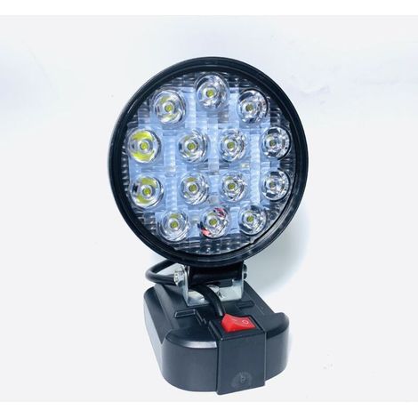 Lampe sans fil pour Makita 18V, lampe de travail LED, projecteur LED sans fil, projecteur portable, lampe de chantier, lampe torche pour Makita 18V (ronde). (1/5)