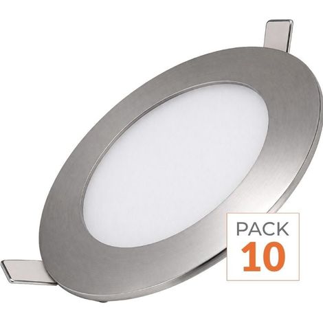 Pack de  10 - Downlight Dalle LED Extra Plate Ronde ALU 6W - Blanc Chaud 2300K - 3500K - SILAMP