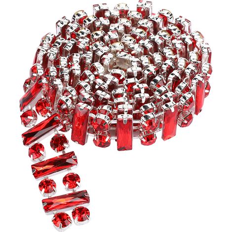 Chaîne de strass cristal rouge 2,2 cm, 1 mètre pour décoration de meubles, accessoires de mode DIY, garniture scintillante pour vêtements. (1/5)