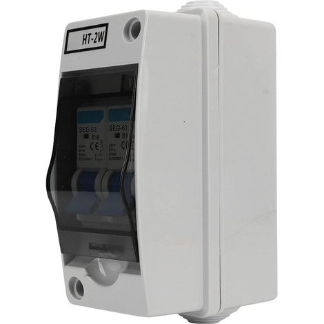 Disjoncteur, Disjoncteur à 2 Voies 16A 230V Boîte de Distribution de Protection de l'interrupteur MCB étanche pour l'extérieur, MCB (1/5)