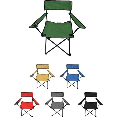 Silla de Camping plegable con Portavasos Metal y lona 80x80x50 cm (1/5)