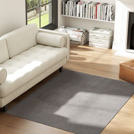 Cloison amovible Tapis salon 160 x 120 cm tapis à poils longs, lavable en machine, antidérapant, en fausse fourrure, gris clair (1/5)