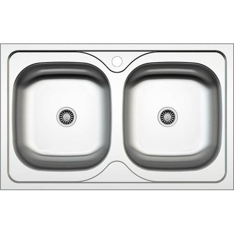 Edesa Lavello Cucina Sopra Piano 2 Vasche Quadrate Veleta SE 80 cm 79x50 cmAcciaio Inox Profondità 18 cm Fondo Assorbente Accessori Inclusi Colore Grigio (1/5)