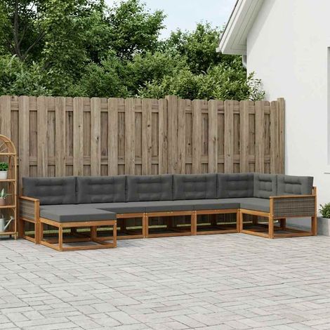 vidaXL Outdoor-Sofagarnitur mit Kissen 7 pcs Natur und Anthrazit (1/5)