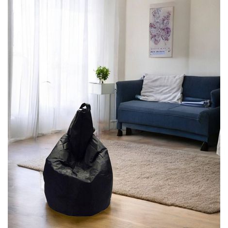 Dmora Puf color liso, color negro, Medidas 80 x 120 x 80 cm, con embalaje reforzado