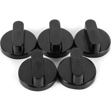 Lot de 5 boutons de commande universels noirs pour four, cuisinière à gaz et gril, pour usage domestique et cuisine. (1/5)