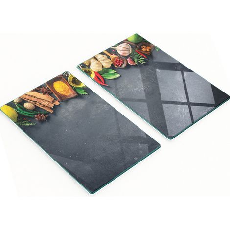 Tableros decorativos multifuncionales de vidrio templado con dise帽o de hierbas al curry, 2x30x52 cm.