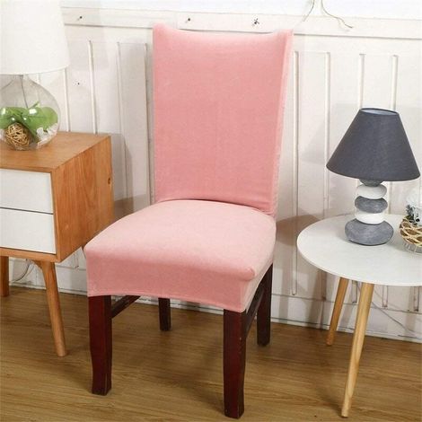 4 fundas de terciopelo para sillas, modernas y elásticas, protectoras para el hogar, restaurante, hotel, decoración de restaurante, color rosa (1/4)