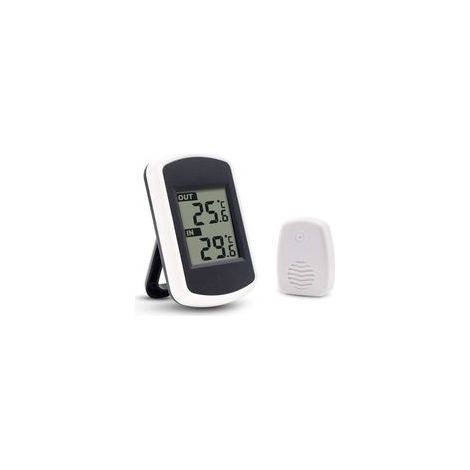 Termómetro digital inalámbrico LCD para uso en interiores o exteriores, mini sensor de temperatura ambiente, pequeño y preciso medidor meteorológico para el hogar, el dormitorio y la oficina, blanco.