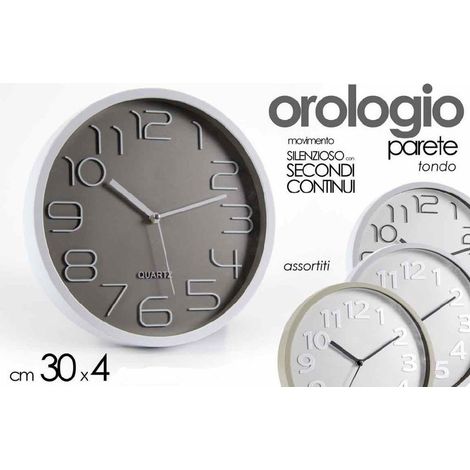 Kaela - Orologio Da Parete Tondo 30x4 Cm Movimento Silenzioso Elegante Assortiti 684111 - (1/4)