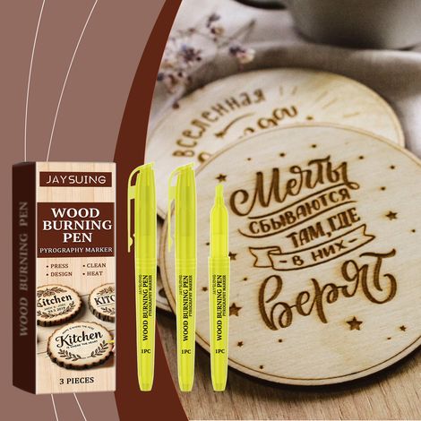Wood burning marker, wood marking pen, art pyrography pen, burning effect charring pen -- 3 pieces -- BIEMMEDUE (1/5)