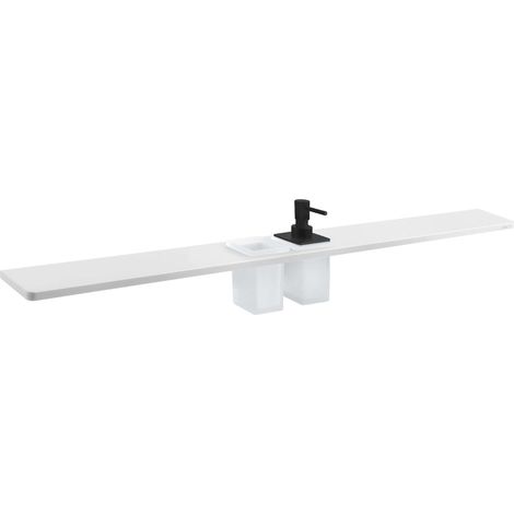 Sapho Abeline - Mensola con dispenser e bicchieri, 100 cm, bianco opaco/nero AE102-0101-03 (1/3)
