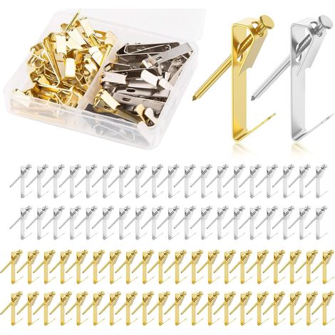 CCYKXA 80 Pieces Picture Frame Hooks, Picture Hangers, Wall Hanging Hooks, Picture Hanging Brackets, Frame Fixing Hooks, for Hanging Picture Frames, Mirrors, and Artwork (1/5)