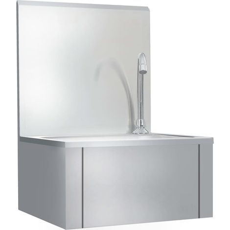 Lavello lavamani con rubinetto e dispenser sapone lavamani da appoggio mensa cucina officina 56 cm acciaio inox 020002446
