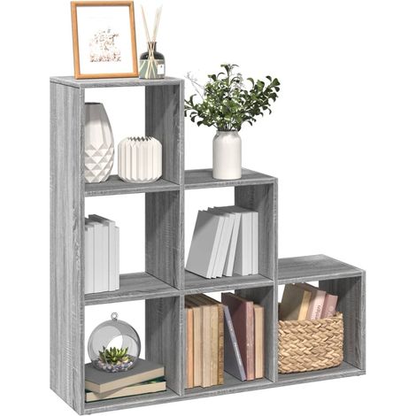 Raumteiler-Bücherregal 3 Etagen Grau Sonoma 99x29x99 cm