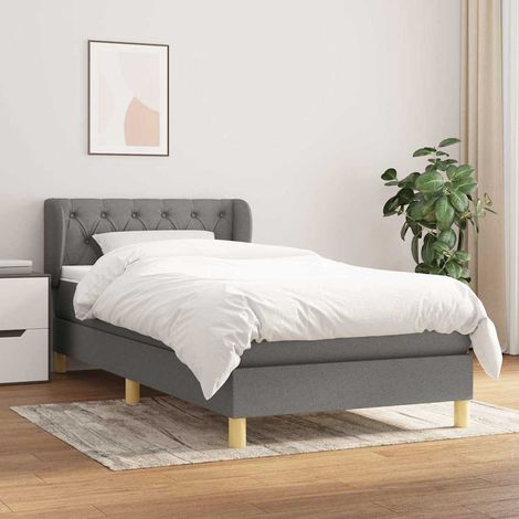 Cama box spring con colchón tela gris oscuro 80x200 cm (1/5)