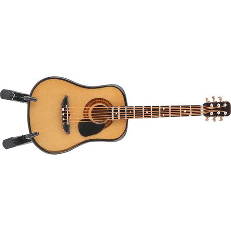 Ausstellungsständer für ein Miniatur-Gitarrenmodell aus Holz, handgefertigte Mini-Ornamente, Heimdekoration (10 cm). (1/5)