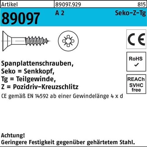Vis pour panneaux d'aggloméré R 89097 SEKO PZ TG 4,5x 60-Z A 2 100 pièces