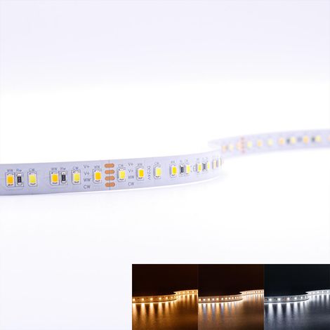 Strip 24V LED Streifen 5M 18W/m 120LED/m 12mm - Lichtfarbe: CCT 2700-6000K - Schutzart: IP20 (1/5)