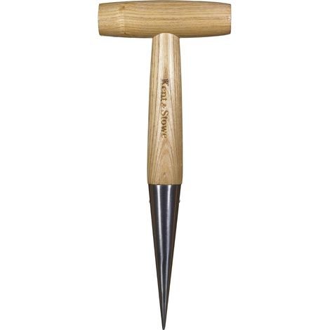 1 - Plantoir à bulbes - Outil de jardinage - Pointe en inox et manche en frêne - Pour plantation facile de tulipes et semis - Poignée ergonomique en T - Naturel - 28,5 cm (1/5)