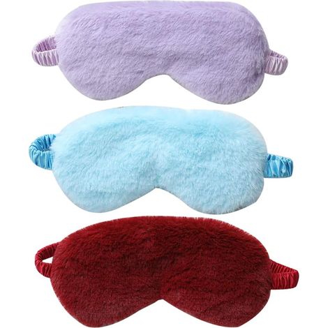 Masque pour les yeux en peluche pour femmes, paquet de 3 masques pour les yeux de sommeil,