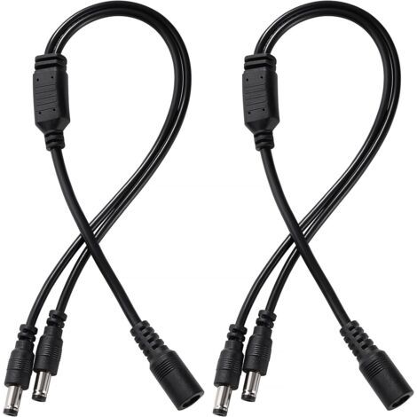 2 pièces, Séparateur CC 5,5 × 2,1 mm – 5–24 V – 1 prise femelle vers 2 prises mâles – Câble séparateur double canal pour alimentation vidéo surveillance et bandes LED