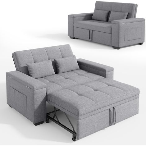 Canapé Lit Convertible 2 Places avec Rangement - Dossier Réglable 5 Positions - 156x74x84 cm (1/5)