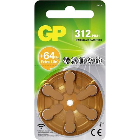 GP Batteria non ricaricabile per apparecchio acustico ZA 312 1.4 V 6 pz. Zinco-aria GPPBZZ31F017