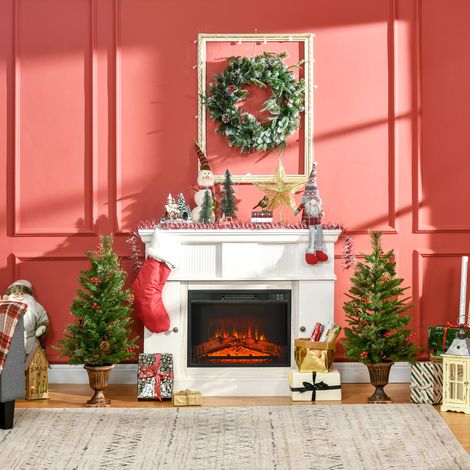 Set de 2 Árboles de Navidad Artificiales de 90cm con con Bayas y Piñas Decoración Navideña para Interiores Verde (1/5)