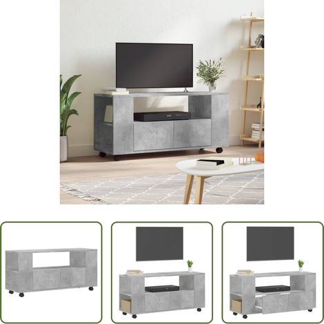 Meuble tv bois - Meuble TV gris béton 102x34,5x43 cm bois d'ingénierie (1/5)